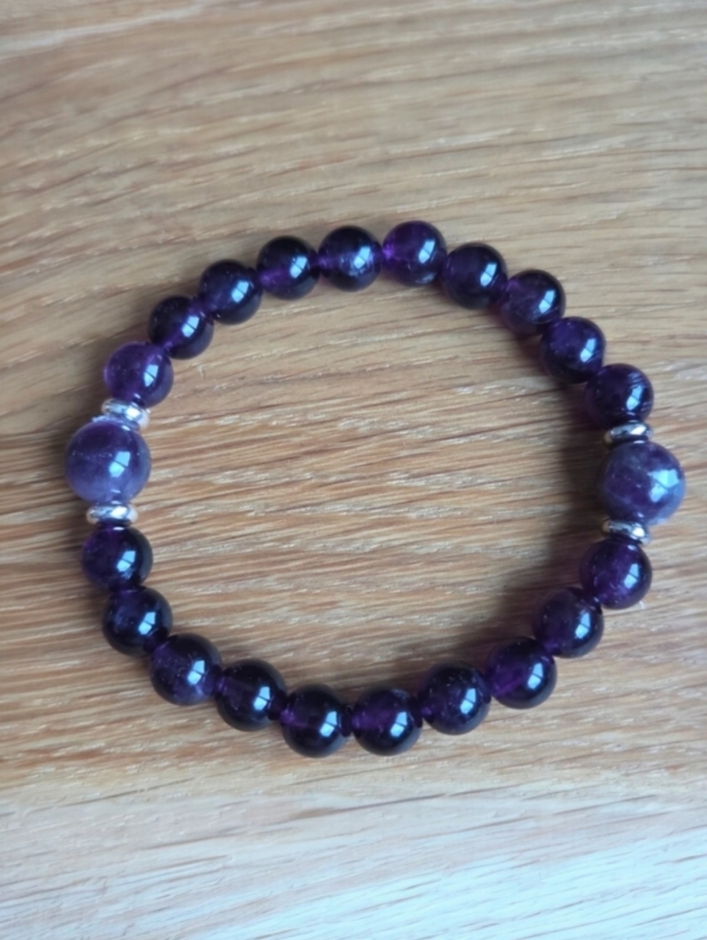 Amethyst Beads Stretch Bracelet - Hand Crafted